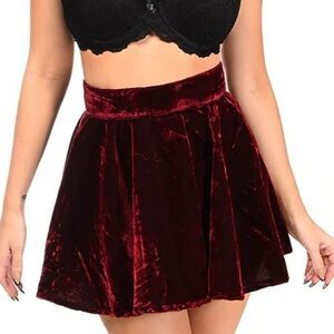 LAVISH by‎ Daisy Corsets burgundy crushed velvet mini skater skirt XXL
